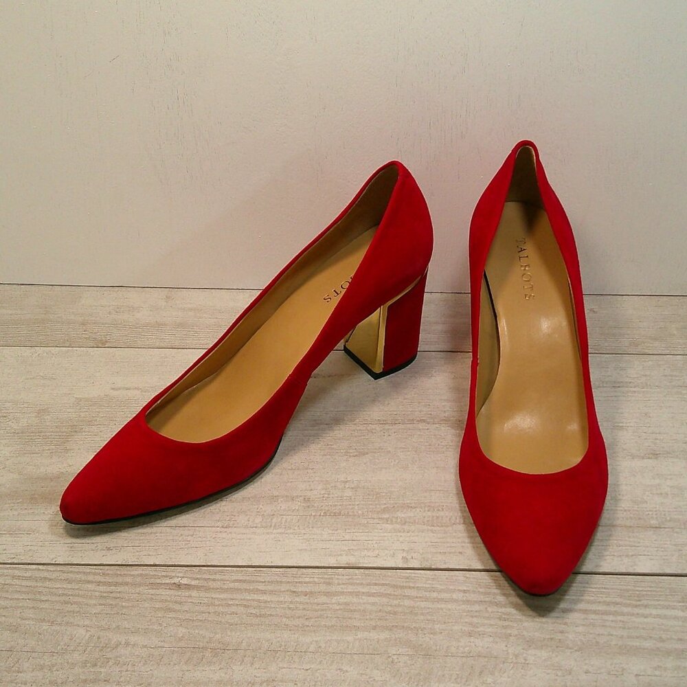 Talbots Red Suede Block Heel Pumps